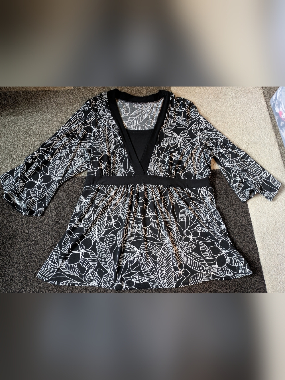 Floral Black And White Top